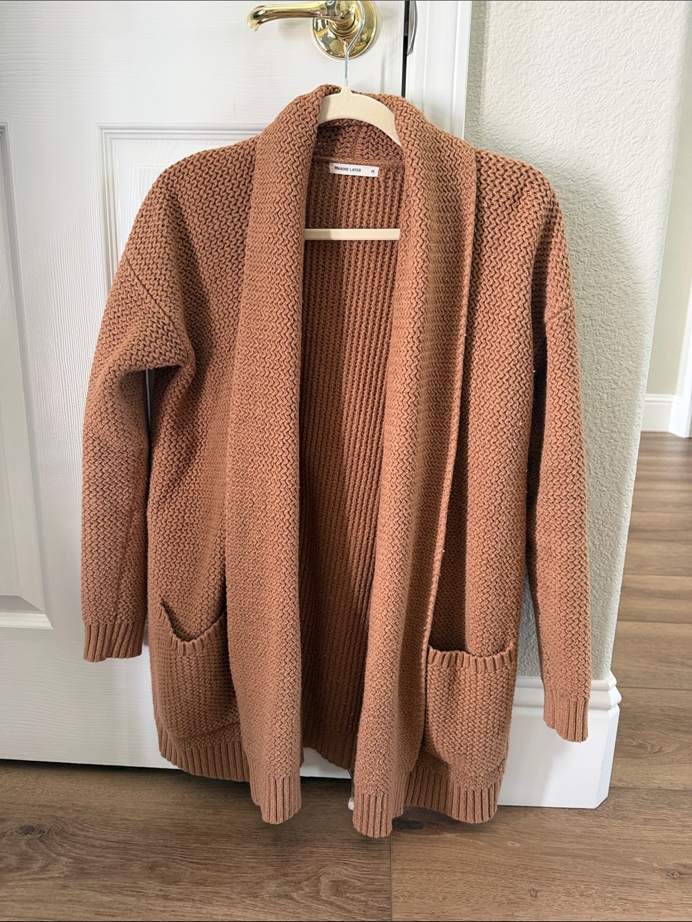 Marine Layer Open-Front Cardigan in Rust Brown